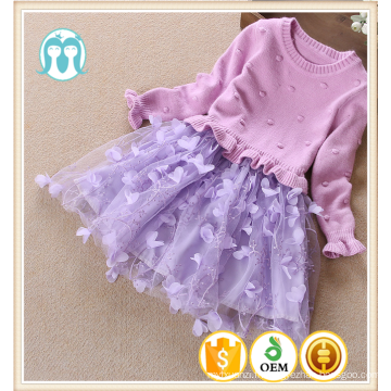 Filles robe chandails violet tricoté tulle robes enfants jupes d&#39;alibaba et chandails pour bébé filles guangzhou usine